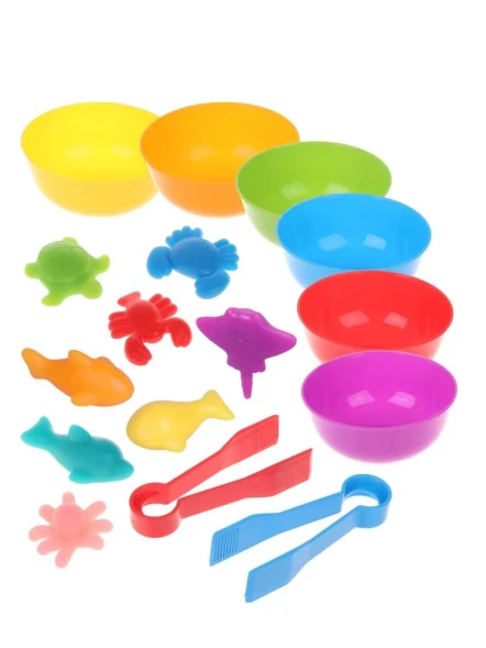 Дидактический набор для сортировки Морские обитатели, 36 фигурок, 6 тарелок, 2 пинцета, On Time