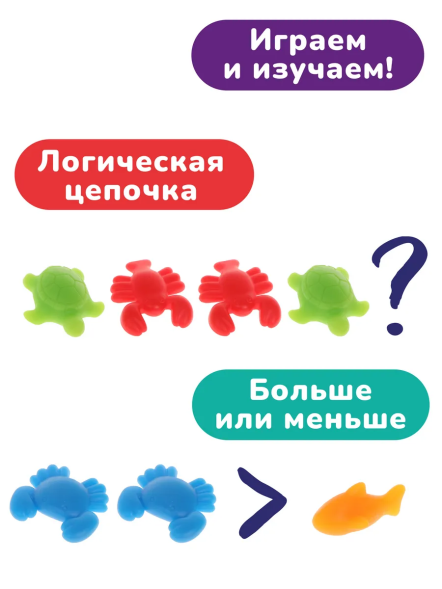 Дидактический набор для сортировки Морские обитатели, 36 фигурок, 6 тарелок, 2 пинцета, On Time