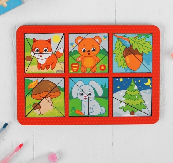 Головоломка «Лес», квадраты двусторонние