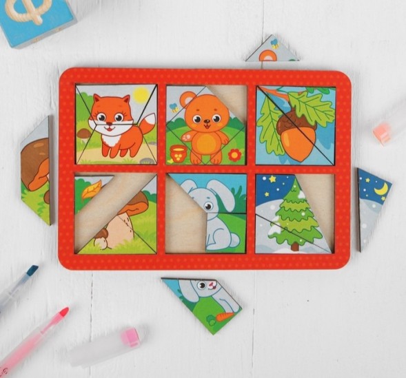 Головоломка «Лес», квадраты двусторонние