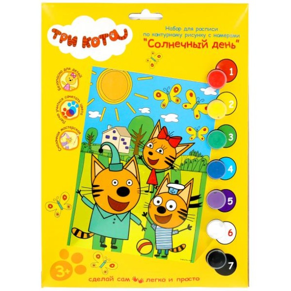 Набор д/дет тв-ва, Три Кота роспись холста по номерам, 17х23 см, Мульти Арт