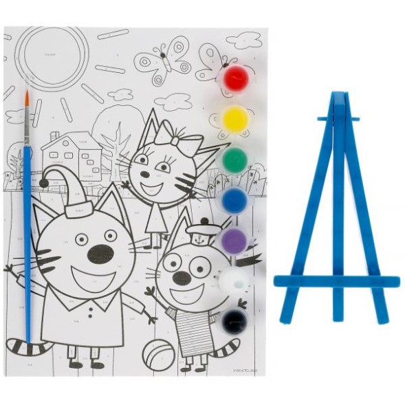 Набор д/дет тв-ва, Три Кота роспись холста по номерам, 17х23 см, Мульти Арт
