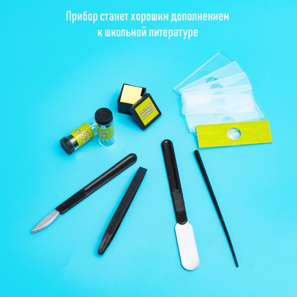 Микроскоп «Юный биолог», кратность увеличения 450х, 200х, 80х, с подсветкой