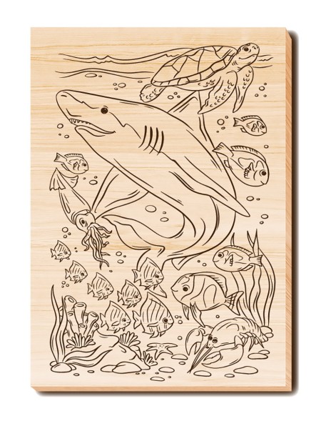 Набор досок для выжигания и росписи «Водный мир» с нанесенным рисунком (5 штук). Десятое королевство