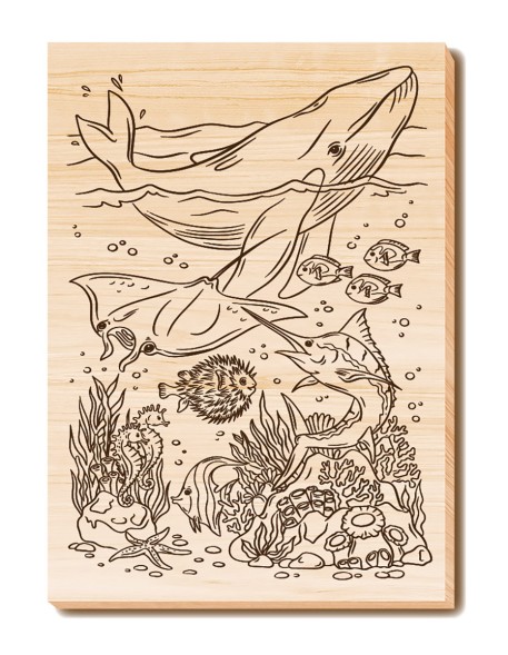 Набор досок для выжигания и росписи «Водный мир» с нанесенным рисунком (5 штук). Десятое королевство
