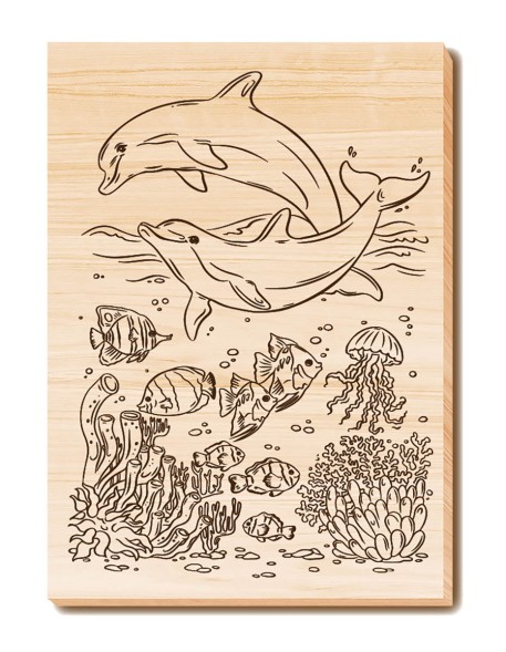 Набор досок для выжигания и росписи «Водный мир» с нанесенным рисунком (5 штук). Десятое королевство