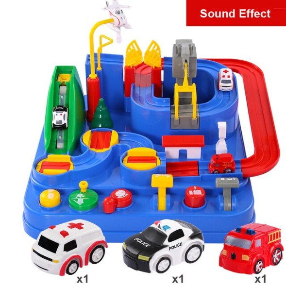 Интерактивный трек Спасатели города, игровой набор развивающий трасса с машинками, 23*23*10 см