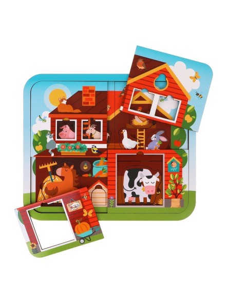 Игрушка развивающая: пазл Кто живет на ферме многослойный, Mapacha