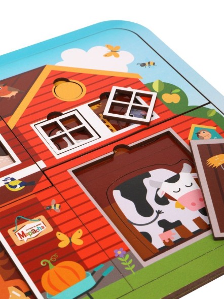 Игрушка развивающая: пазл Кто живет на ферме многослойный, Mapacha