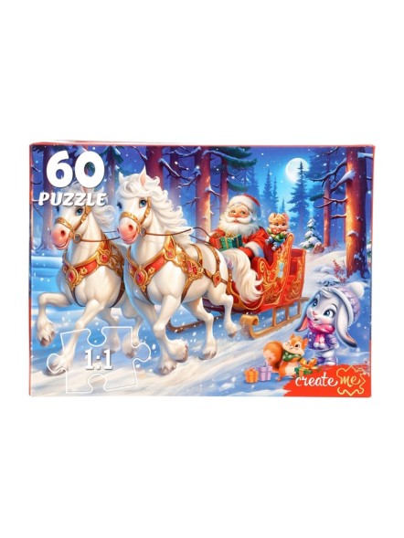 Пазл «Новогодняя упряжка», 60 деталей
