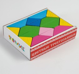 Треугольники Цветные, 16 элементов, 8 карточек с заданиями