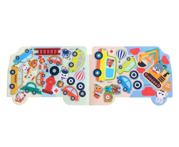 Наклейки многоразовые «Машины-помощники», 12 стр.