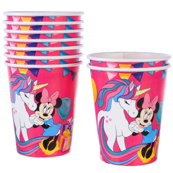 Набор бумажной посуды, на 6 персон &quot;С Днем Рождения&quot;, Минни Маус и Единорог