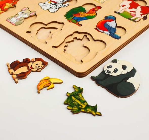 Развивающая доска «Кто что ест» дерево