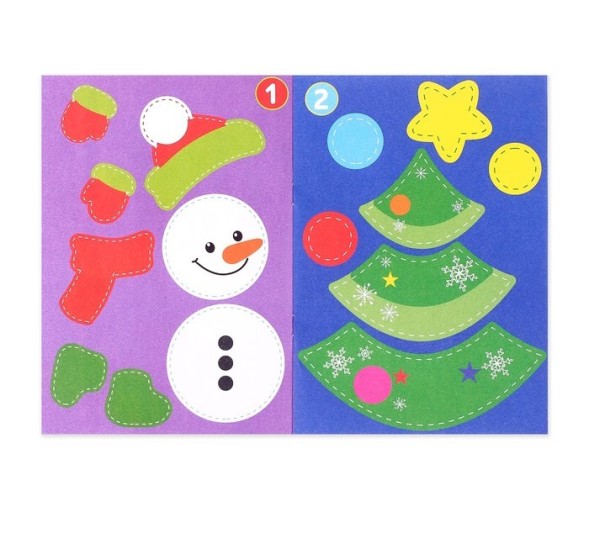 Аппликации новогодние с раскрасками «Снеговичок», 20 стр.