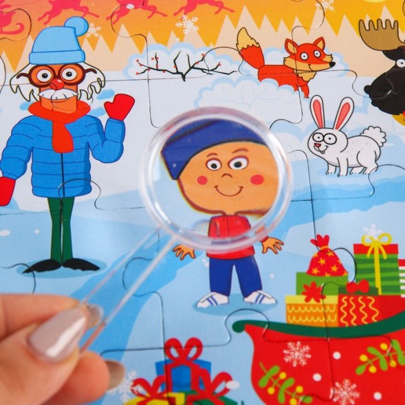 Пазл «Собери, найди, покажи. Новогодний», Синий трактор, 35 элементов