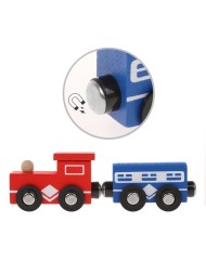 Деревянная Железная дорога: 17 эл. дор., дл. полотна 128 см, паровоз+2 вагона, 2 машинки, 2 здания, 11 эл. декора. Mapacha