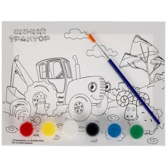 Набор д/дет тв-ва СИНИЙ ТРАКТОР холст для росписи 15*20 , Мульти Арт