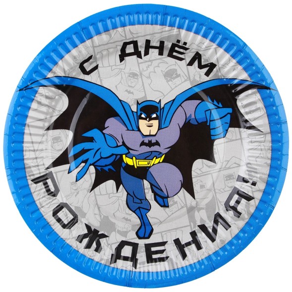 Набор бумажной посуды, на 6 персон &quot;С Днем Рождения&quot;, Супергерои