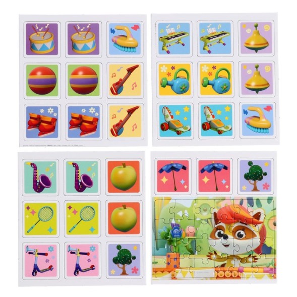 Подарочный набор 6 в 1 «Енотки»: лото, домино, мемо, 2 пазла 25 элементов, мозаика