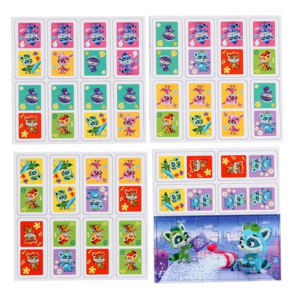 Подарочный набор 6 в 1 «Енотки»: лото, домино, мемо, 2 пазла 25 элементов, мозаика