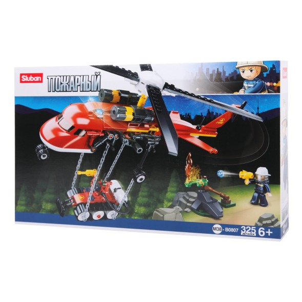 Конструктор SLUBAN Пожарный вертолет, 325 деталей