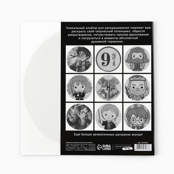 Спиральная раскраска-антистресс «Магия» Гарри Поттер, 20 х 20 см