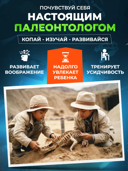 Раскопки для детей Скелет Динозавра Тираннозавр