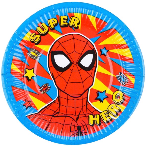 Набор бумажной посуды, на 6 персон "С Днем Рождения", Человек паук