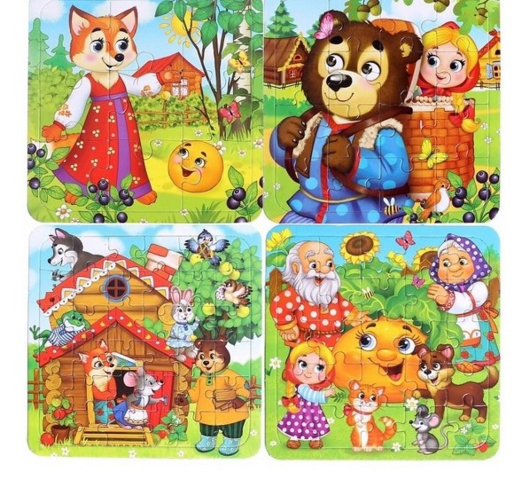 Пазл 4 в 1 «Любимые сказки»