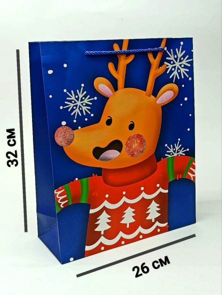 Пакет новогодний в ассортименте, высота 32 см