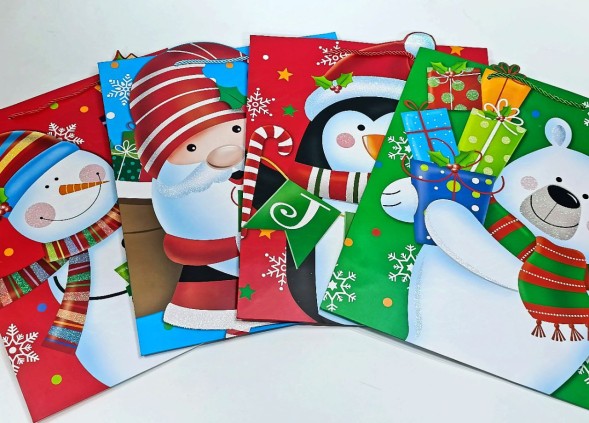 Пакет новогодний в ассортименте, высота 32 см