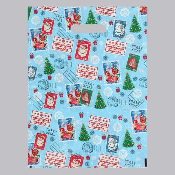 Пакет новогодний в ассортименте, высота 32 см