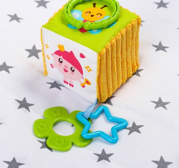 Подвеска-кубик «Малышарики», с прорезывателем, виды МИКС, 26 см. Мякиши