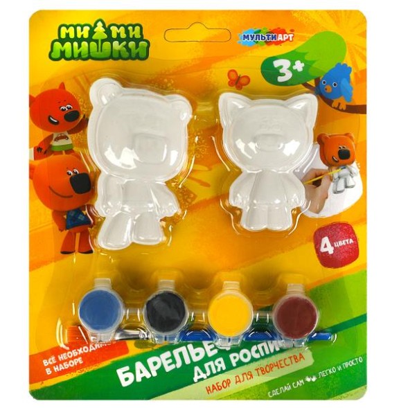 Набор д/дет тв-ва Ми-ми-мишки барельеф для росписи,Лисичка и Кеша, Мульти Арт