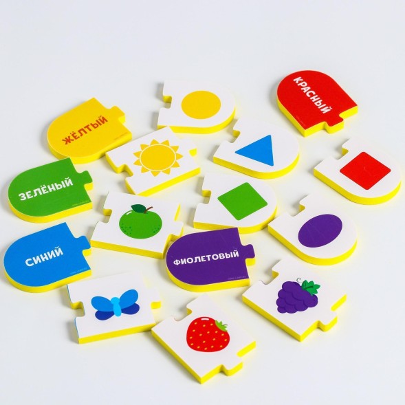 Макси - пазлы для ванны (головоломка), тройные «Цвета», 5 пазлов, 15 деталей