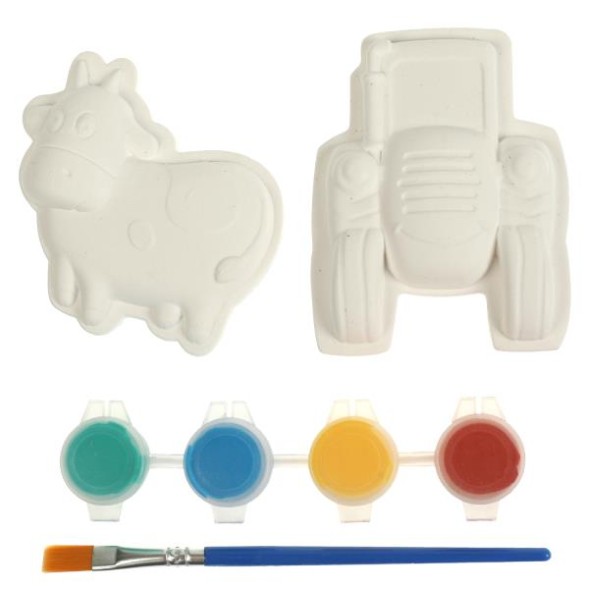 Набор д/дет тв-ва СИНИЙ ТРАКТОР барельеф для росписи, 2 шт в наборе, Мульти Арт