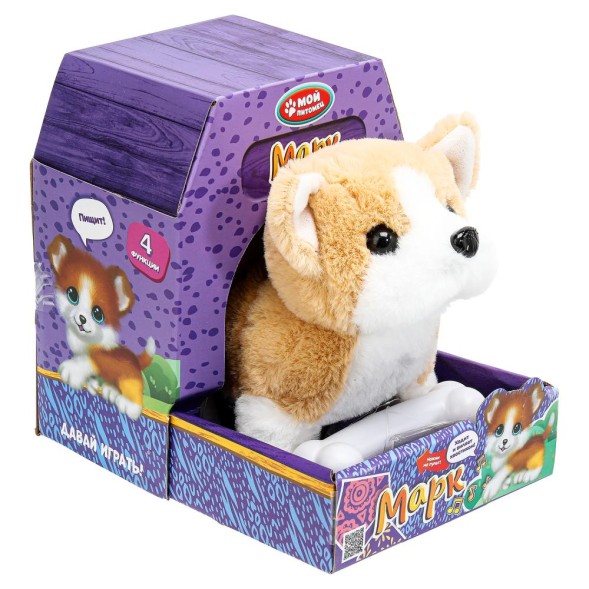 Интерактивный щенок 16 см, ходит, пищит, вил. хвост. МОЙ ПИТОМЕЦ