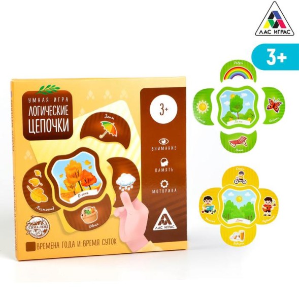 Развивающая игра «Логические цепочки. Времена года и время суток», 3+