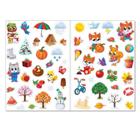 Наклейки многоразовые «Времена года», формат А4