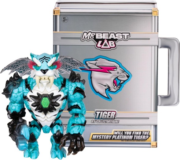 Коллекционная фигурка тигра MrBeast Lab Apex Beast, высота 6,25 дюйма, с невероятной детализацией, премиум-упаковкой, 13 точками артикуляции - стили могут отличаться
