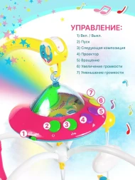 Музыкальная карусель, Мобиль "Летающая тарелка", проектор звездного неба, звук, свет. HUANGER
