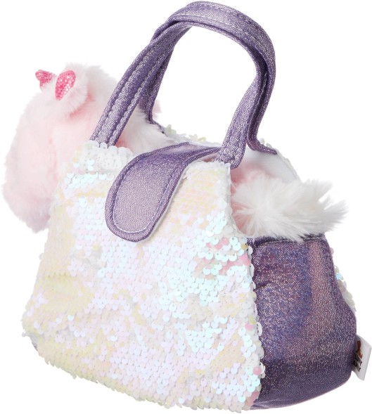 Мягкая игрушка Fluffy Family Единорог в сумочке с пайетками, 18 см