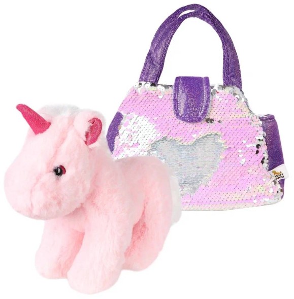 Мягкая игрушка Fluffy Family Единорог в сумочке с пайетками, 18 см