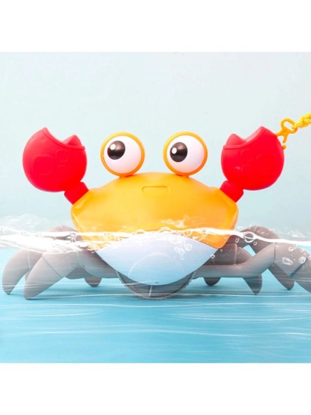 Интерактивная игрушка Забавный краб Оранжевый на веревочке, плавает и ходит
