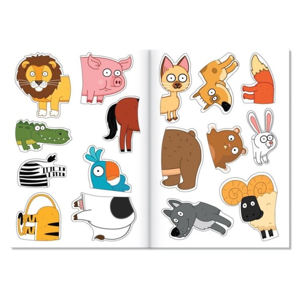 Наклейки-половинки «Весёлые зверята», Синий трактор