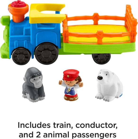 Игрушечный поезд для малышей Choo-Choo Zoo от Fisher-Price Little People со звуками музыки и 3 фигурками для ролевых игр