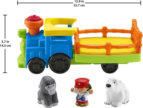Игрушечный поезд для малышей Choo-Choo Zoo от Fisher-Price Little People со звуками музыки и 3 фигурками для ролевых игр