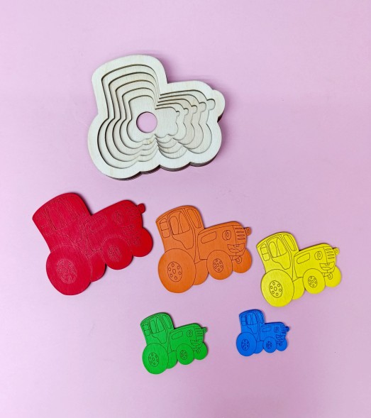 Многослойный пазл Трактор, больше-меньше