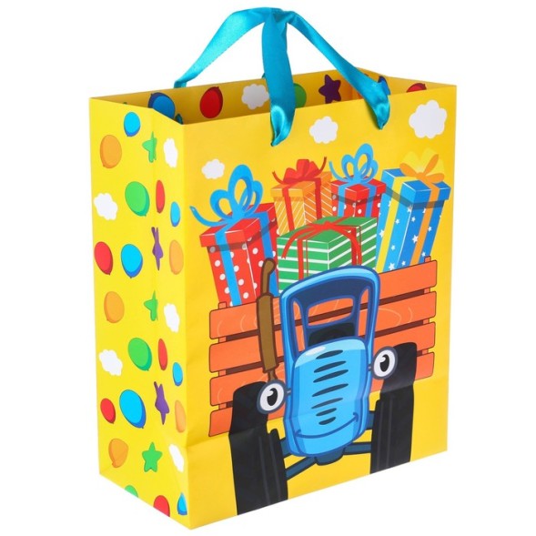 Пакет ламинат вертикальный &quot;Поздравляем!&quot;, Синий трактор, 23х27х11,5 см